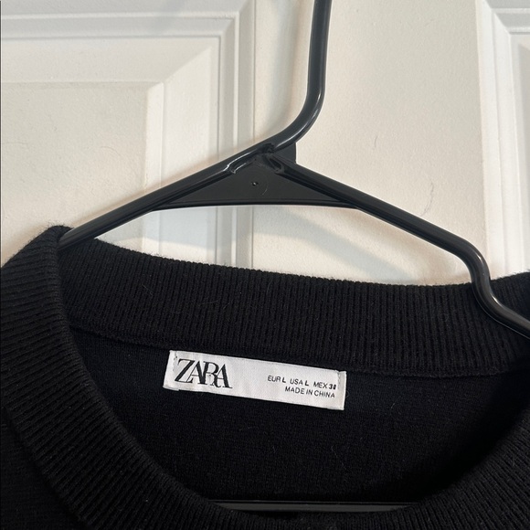 NWOT Zara Plain Knit Shoulder Pad Cardigan Jacket in Black size L - Picture 4 of 13